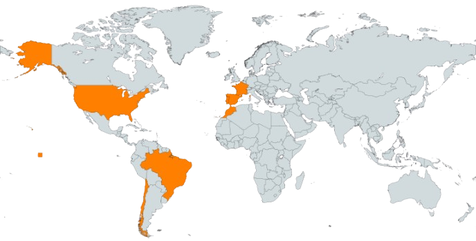 Mapa com presença global da empresa
